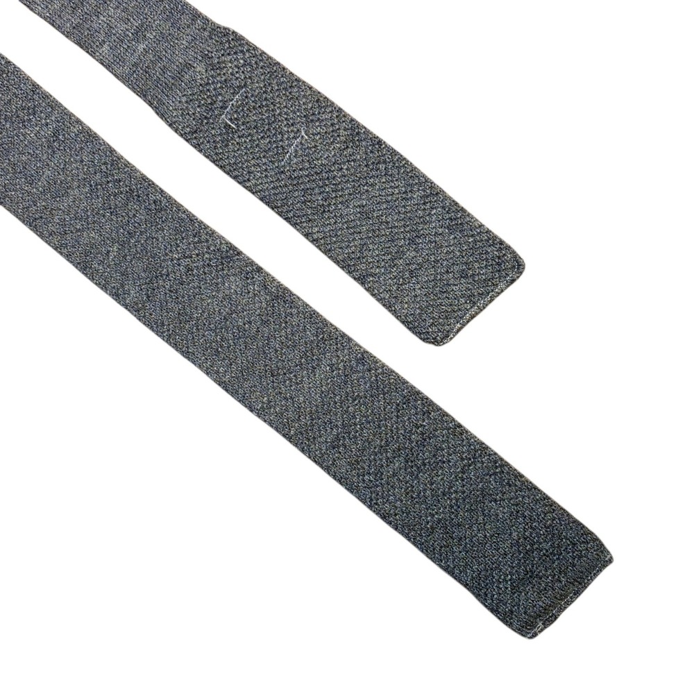 Vintage Chaps Ralph Lauren Wool Knit Tie Grey Blue Marled‎ Square Bottom Skinny